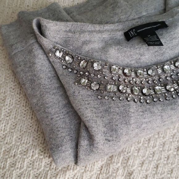 INC Intl Concepts beaded neckline sweater dress - Picture 1 of 8